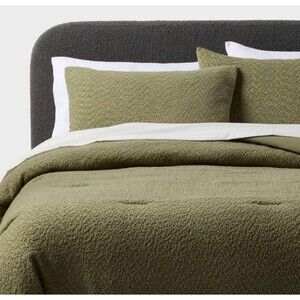 King Boucle Comforter Set Green - Threshold NEW
